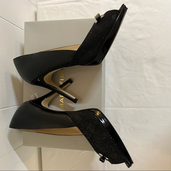 Cute black stilettos with bow detail open toed high heeled shoes - Picture 8 of 11